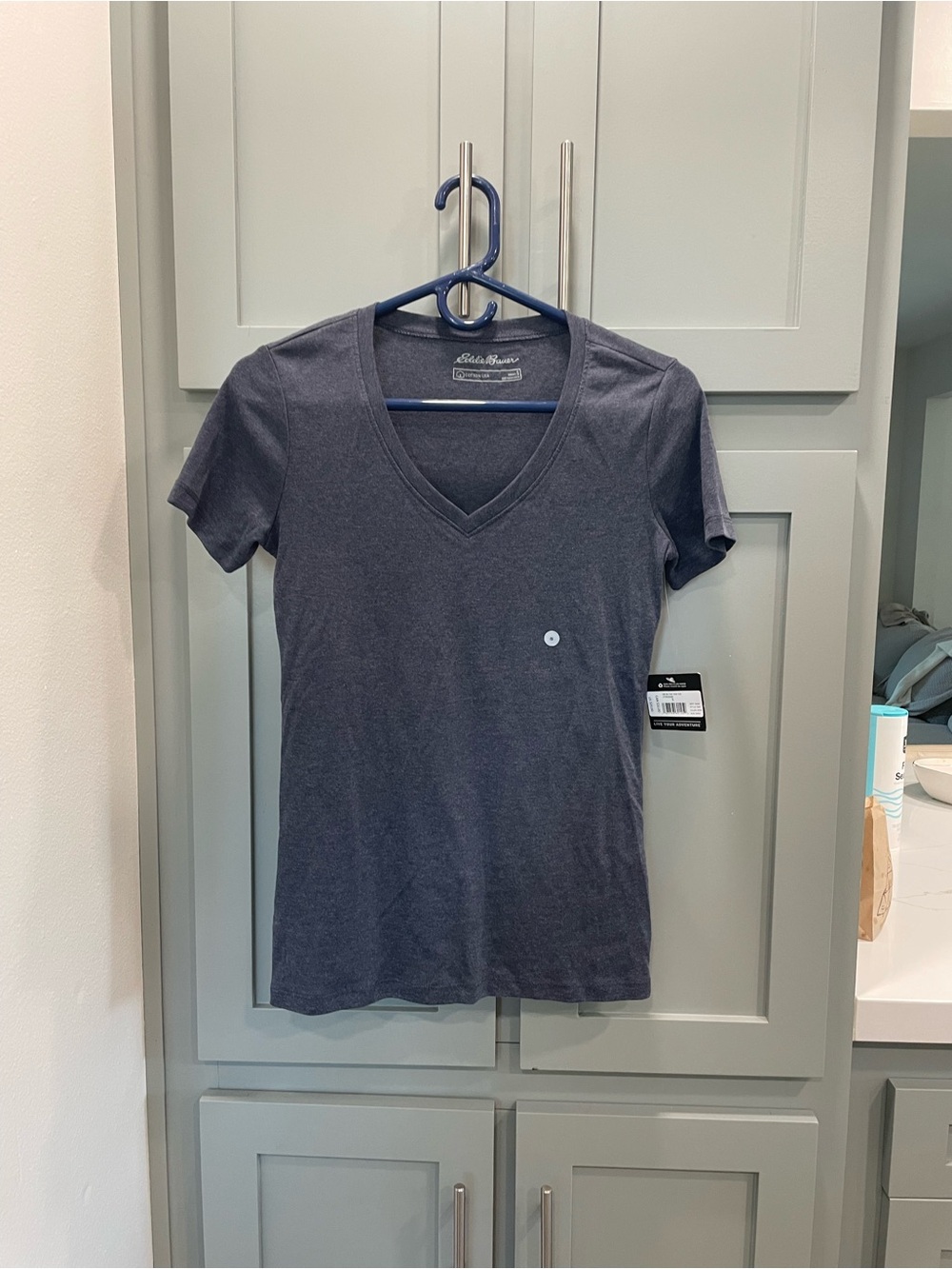 Eddie Bauer Women's Short Sleeve V-Neck Tee in Charcoal Gray